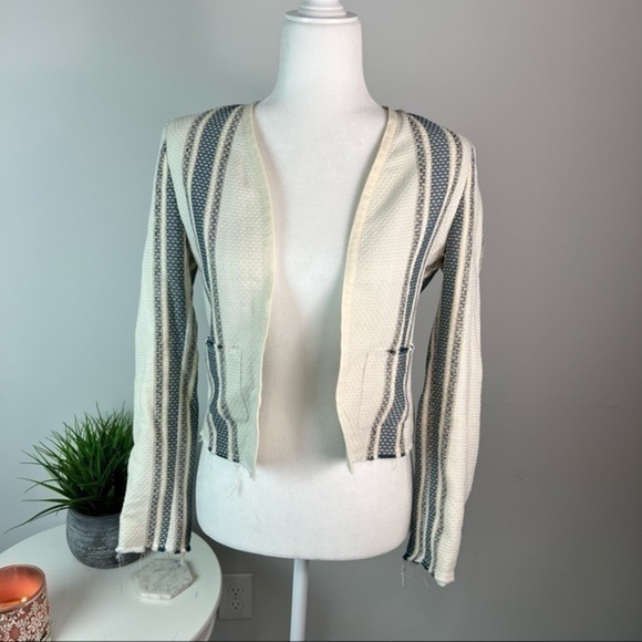 Ulla Johnson Womens paneled striped raw hem open blazer size 4 - Picture 3 of 10